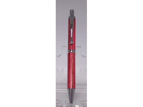 Red stained white ash clicker pen chrome